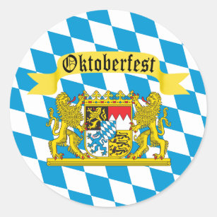 Colourful Bavarian Flag Oktoberfest Classic Round Sticker