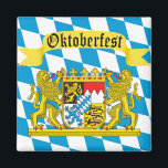 Colourful Bavarian Flag Oktoberfest Magnet<br><div class="desc">The vibrant colours of the Bavarian Flag with Coat of Arms proudly displayed.</div>