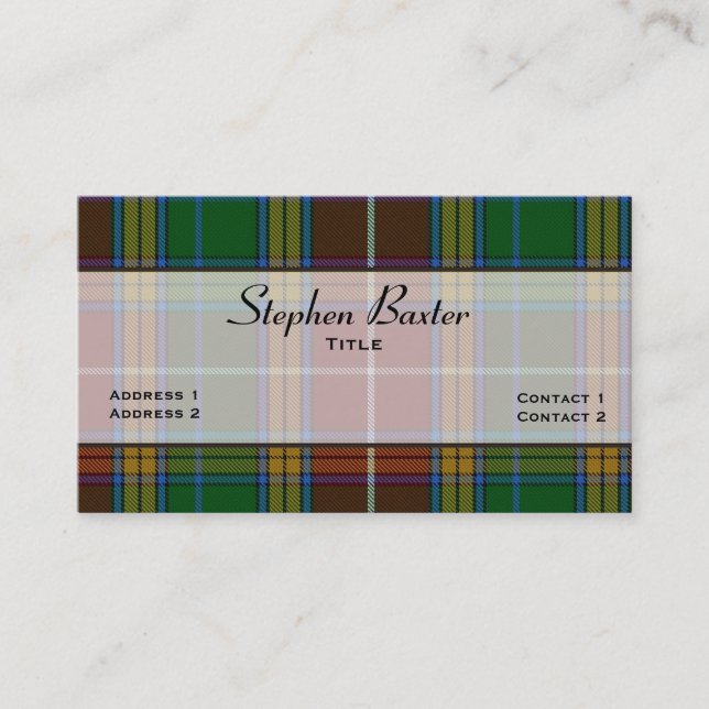 Colourful Baxter Tartan Plaid Custom Business Card (Front)