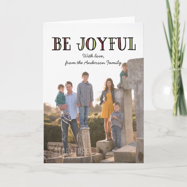 Colourful Be Joyful Holiday Photo Card (Front)