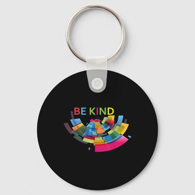 Colourful Be Kind Abstract Kindness Uplifting Cute Key Ring (Front)