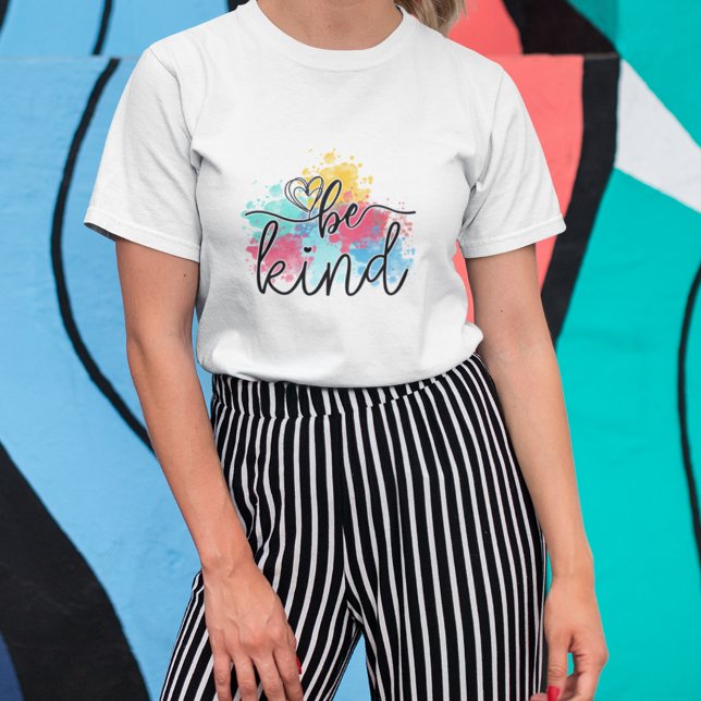 Colourful Be Kind Paint Splash T-Shirt (Spread some kindness with this whimsical paint splash tee!)