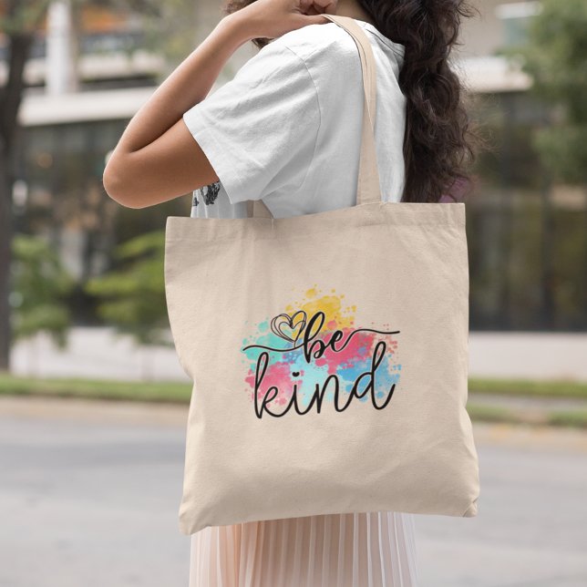 Colourful Be Kind Paint Splash Tote Bag (Spread the positive message of kindness with this cute and colorful tote bag.)