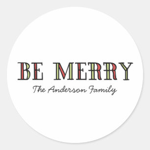 Colourful Be Merry Holiday Stickers