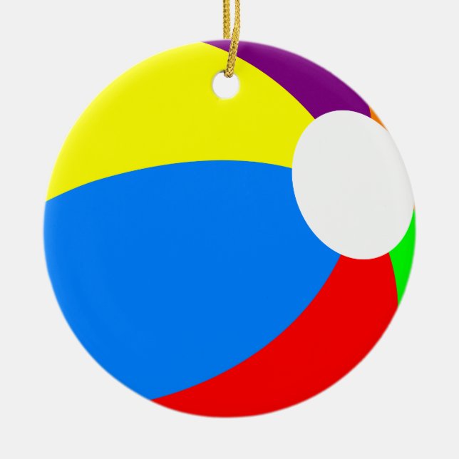 Colourful Beach Ball Double Sided Ornament Round (Front)