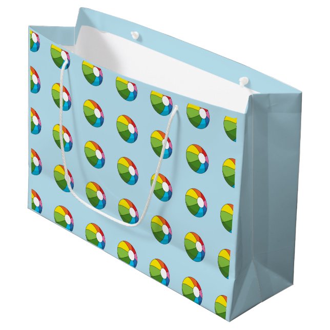 Colourful Beach Ball Large Gift Bag (Front Angled)