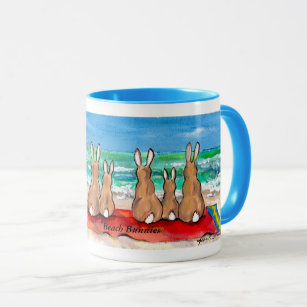 Colourful "Beach Bunnies" Rabbits at the Beach Mug