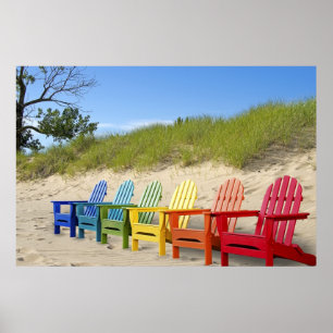 Colourful Beach Chairs Poster