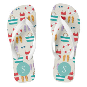 Colourful Beach Holiday Pattern Personalised Thongs