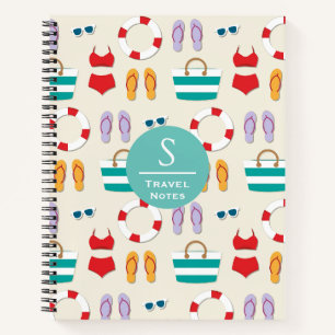 Colourful Beach Holiday Pattern Personalised Trave Notebook