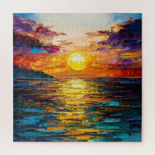Colourful Beach House Decor Sunset Sundown Jigsaw Puzzle