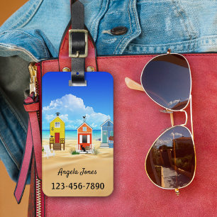 Colourful Beach Houses Luggage Tag