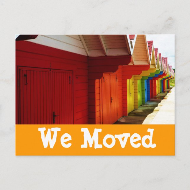 Colourful Beach Houses We Moved New Address Cards (Front)