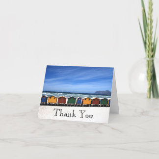 Colourful Beach Huts by the Sea Thank You Card