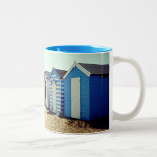 Colourful Beach Huts In The Sun Two-Tone Coffee Mug