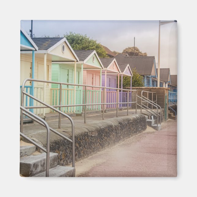 Colourful beach huts magnet (Front)