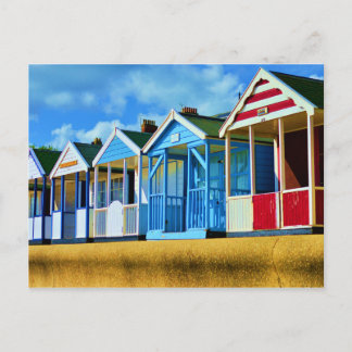 Colourful Beach huts Postcard