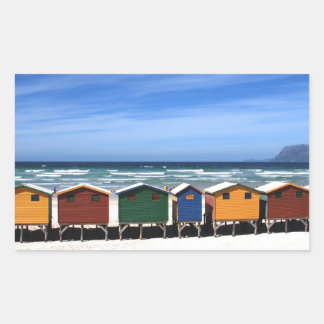 Colourful Beach Huts Rectangular Sticker