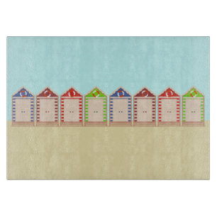 Colourful Beach Huts Summer Cutting Board