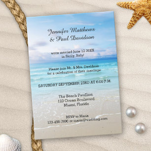 Colourful Beach Post Wedding Party Invitation