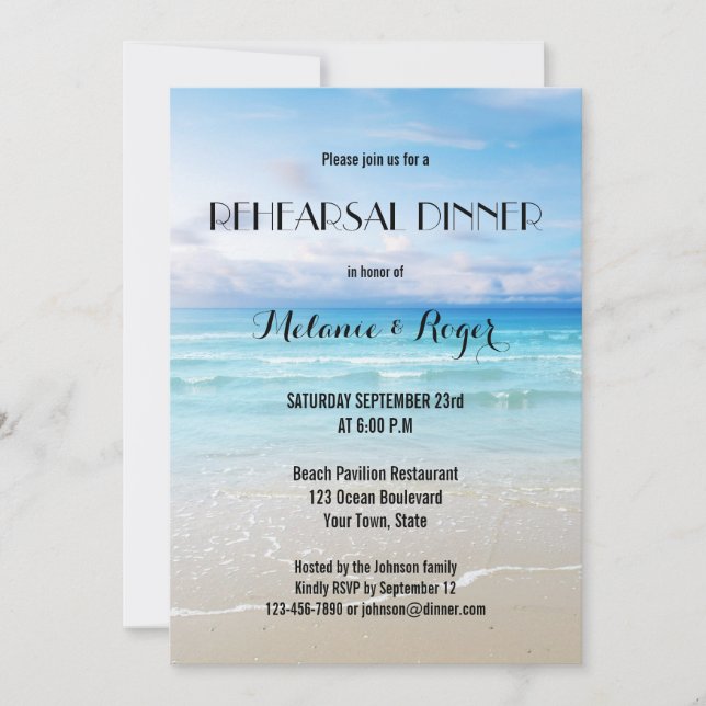 Colourful Beach Rehearsal Dinner Invitation (Front)