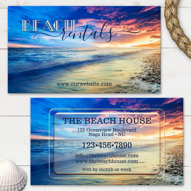Colourful Beach Rentals Business Card (Creator Uploaded)