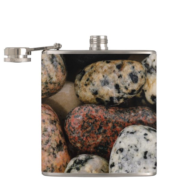 Colourful Beach Stones Hip Flask (Opened)