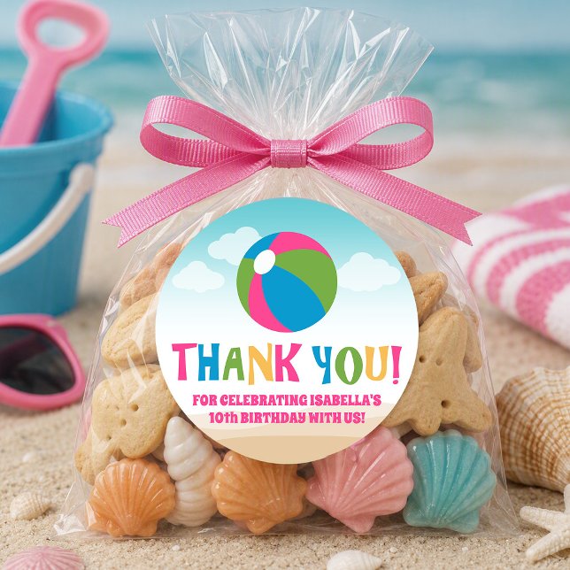Colourful Beach Theme (Beach Ball) Classic Round Sticker (Creator Uploaded)