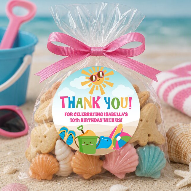 Colourful Beach Theme Classic Round Sticker (Creator Uploaded)