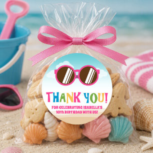 Colourful Beach Theme (Sun Glassess) Classic Round Sticker