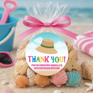 Colourful Beach Theme (Sun Hat) Classic Round Sticker
