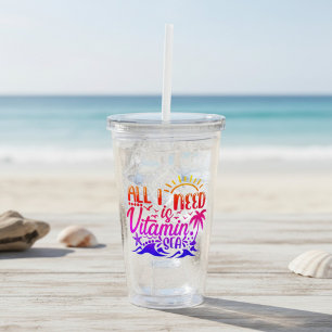 Colourful Beach Themed  Acrylic Tumbler
