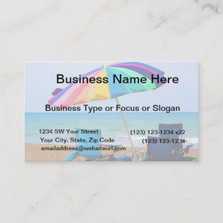 Colourful beach umbrella and chairs in Florida Business Card
