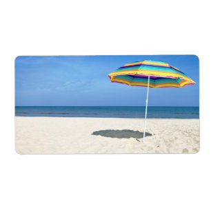 Colourful Beach Umbrella On The Sandy Beach
