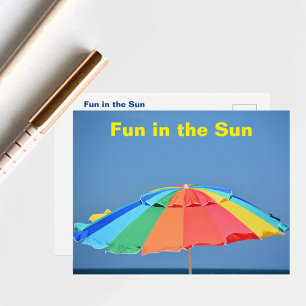 Colourful Beach Umbrella Postcard