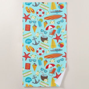 Colourful beach vacation pattern beach towel