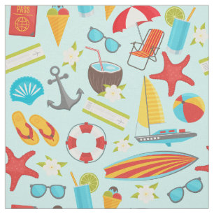 Colourful beach vacation pattern fabric