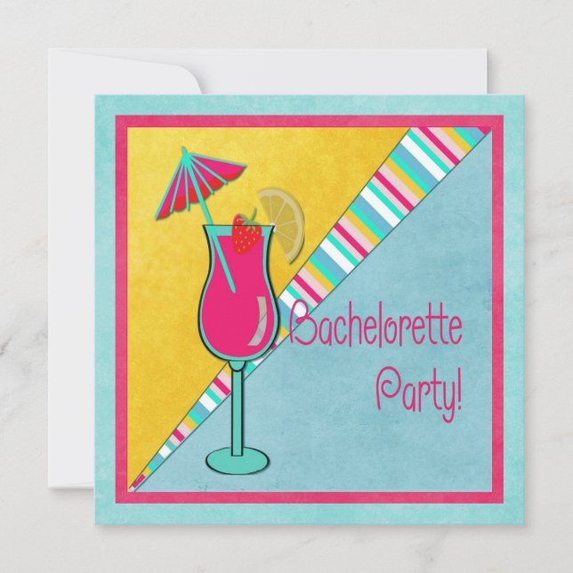 Colourful Beachtime Bachelorette Party Invitation (Front)