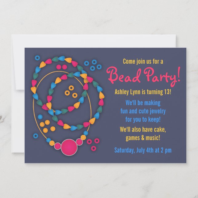 Colourful Bead Jewellery Party Invitations (Front)