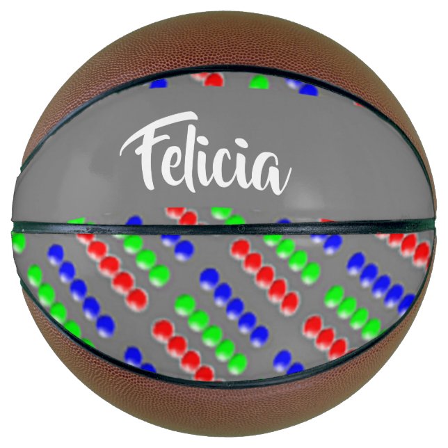 Colourful beads on grey basketball (Front)