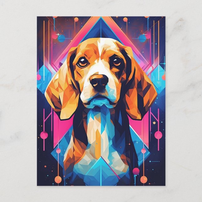 Colourful Beagle Art Postcard (Front)