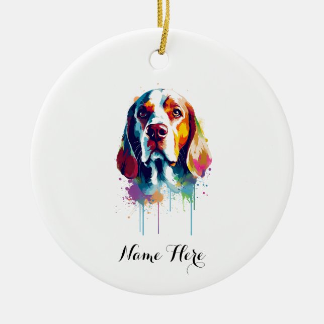 Colourful Beagle Ceramic Ornament (Front)