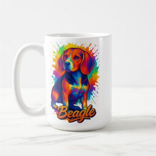 Colourful Beagle Pop Art – Vibrant Dog Portrait Coffee Mug