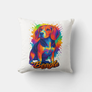 Colourful Beagle Pop Art – Vibrant Dog Portrait Cushion