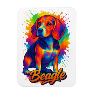 Colourful Beagle Pop Art – Vibrant Dog Portrait Magnet