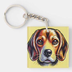 Colourful Beagle Portrait For Dog Lovers Key Ring