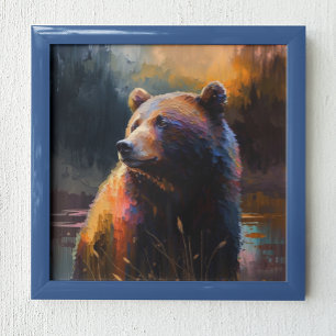 Colourful Bear Abstract painting Cabin Art Poster