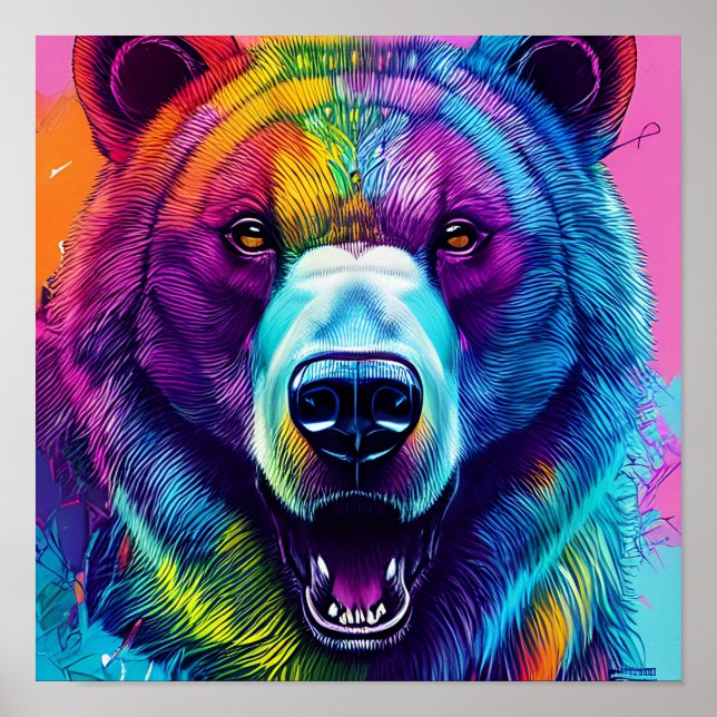 colourful bear art poster (Front)