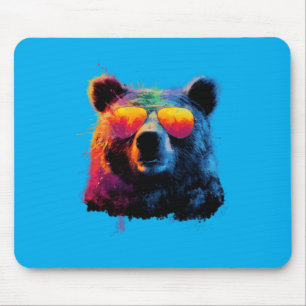 Colourful Bear Funny Animal Lover Fathers Day Men Mouse Pad