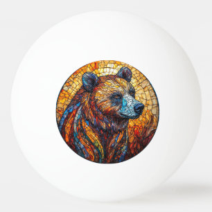 Colourful Bear Portrait in a Stained Glass Art Ping Pong Ball